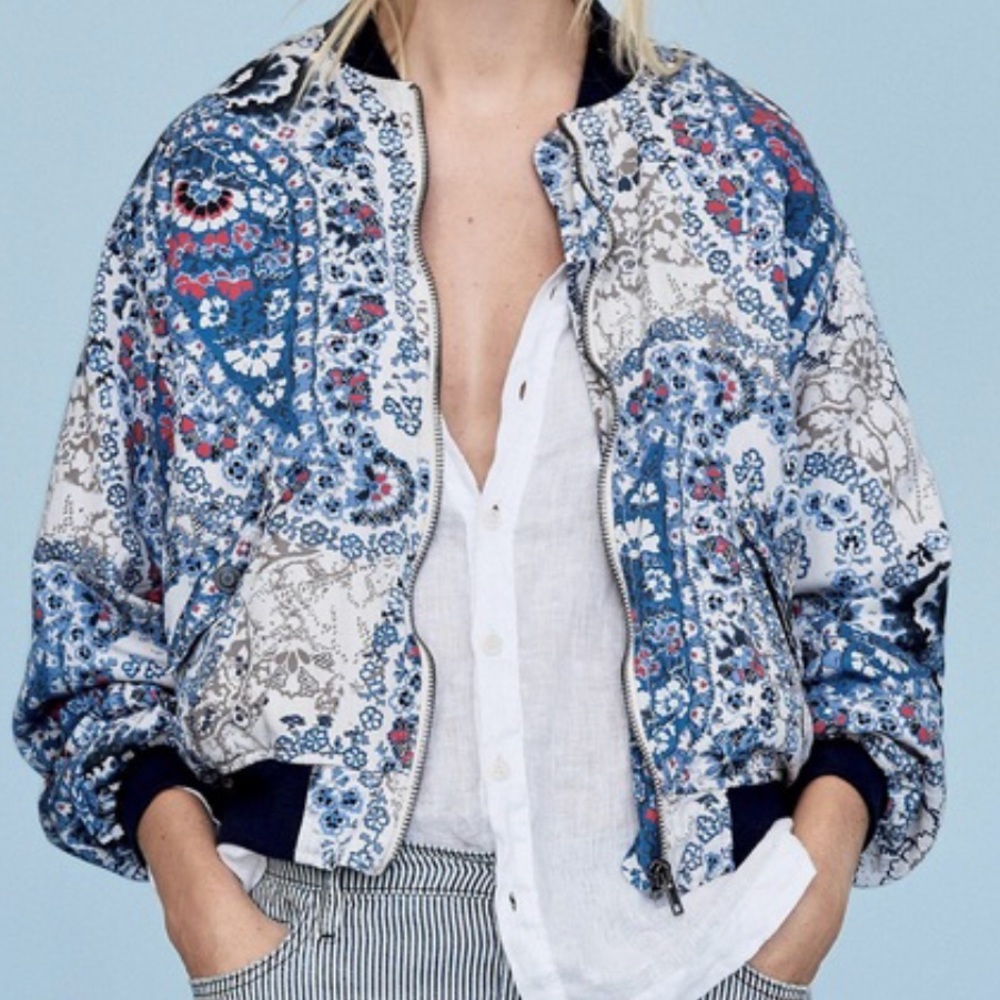 Free People Printed Bomber Jacket, Small